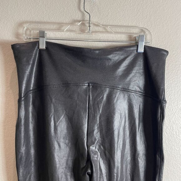 NEW Spanx Womens Plus 3X Faux Leather Leggings Black High Waist Stretch - Picture 2 of 9